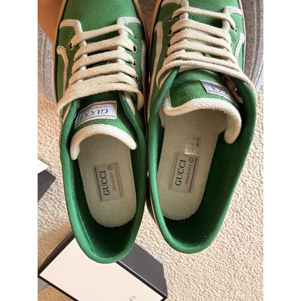 Rare Gucci Tennis 1977 Green Canvas Sneakers 606111-GZO30-3760 Men US 8.5 - Picture 11 of 11
